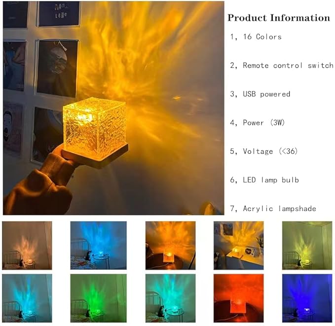 Wave Lamp, Wave Light Cube, Aurora Glow Lamp Crystal Night Light, Roma ...