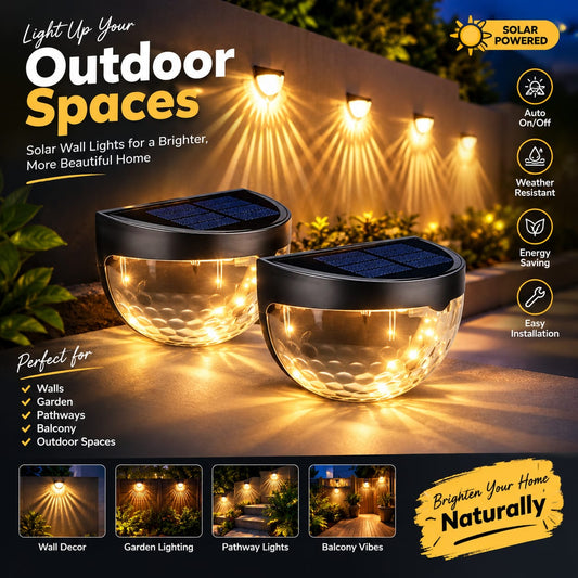 LED Solar Powered Fence Lights (Pack of 2)