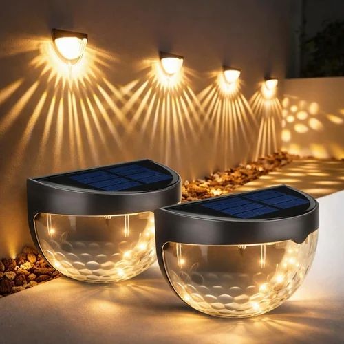 LED Solar Powered Fence Lights (Pack of 2)